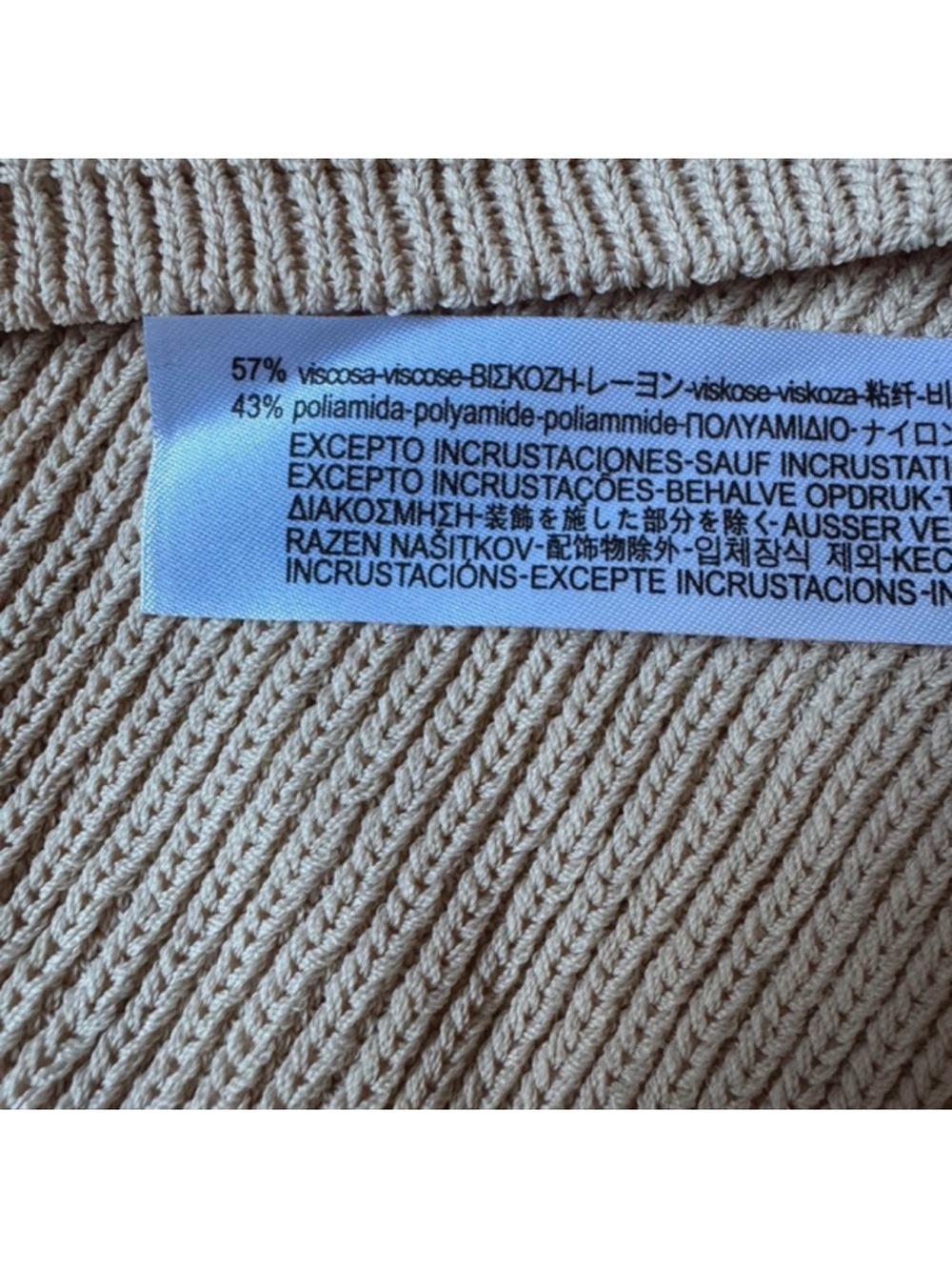 Zara Asymmetric One-Shoulder Ribbed Camisole in Beige - Picture 3 of 5